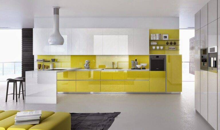 cocina moderna azulejo amarillo